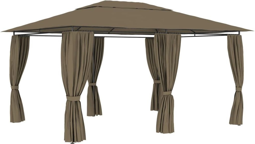 Gartenzelt mit Vorhängen 4x3 m Taupe 180 g/m²