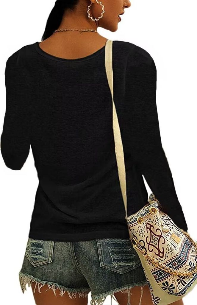 Damen T-Shirt Mit V-Ausschnitt & 3/4 Arm - Lässiges Basic Oberteil Für Büro & Alltag