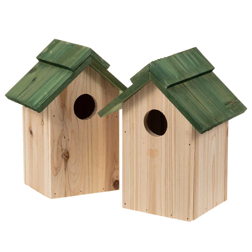 MIXUMON 2er Set Vogelhäuser Aus Kiefernholz – Hängend, Mit Reinigungstür, Für Garten & Balkon