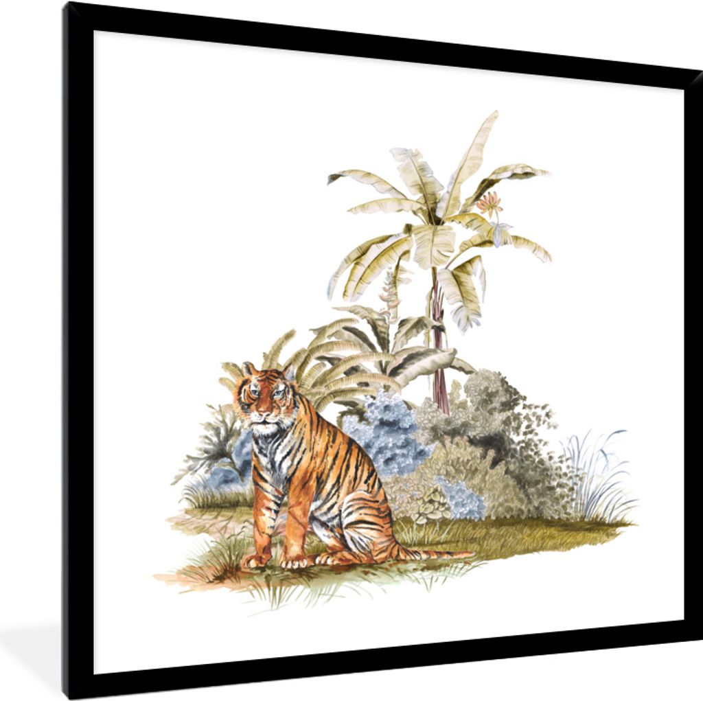 MuchoWow® MuchoWow® Gerahmtes Poster Tiger - Pflanzen - Produktbild 