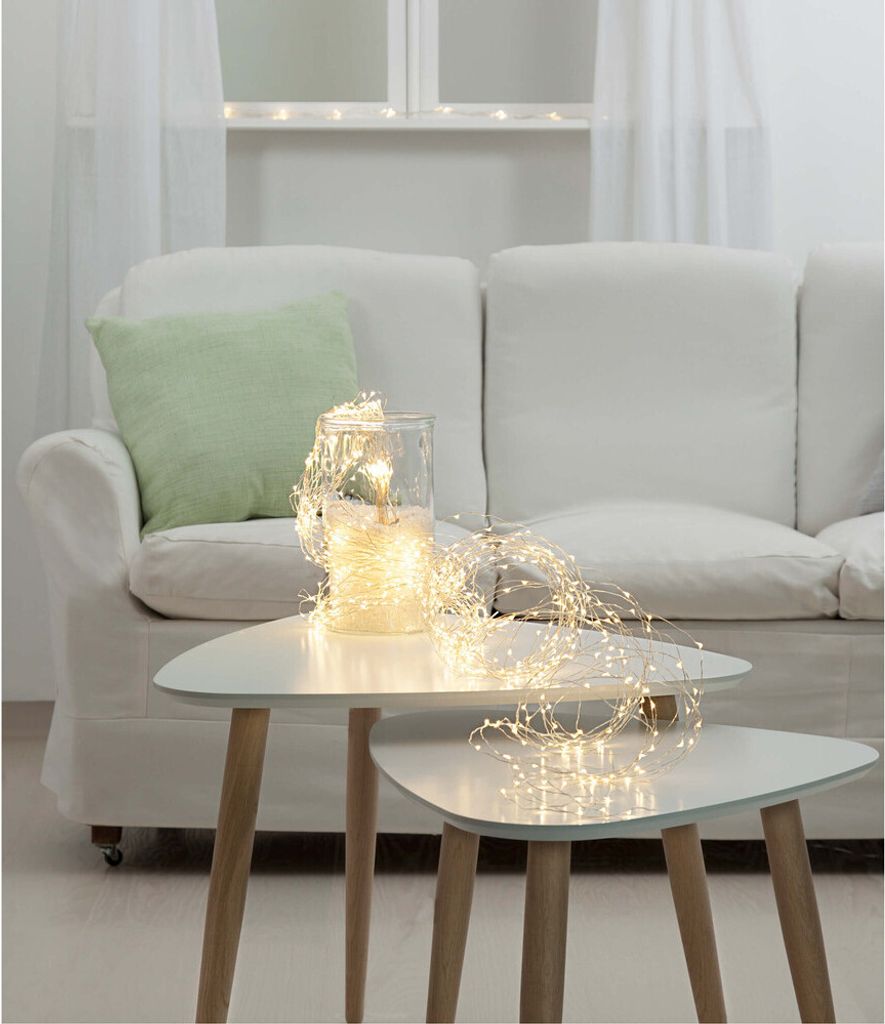 Star Trading 728-25 LED-Lichterbündel "Dew Drops"80 daylight LED, 10 Stränge,(10x80 cm), Batterie, Time,Sichtkarton