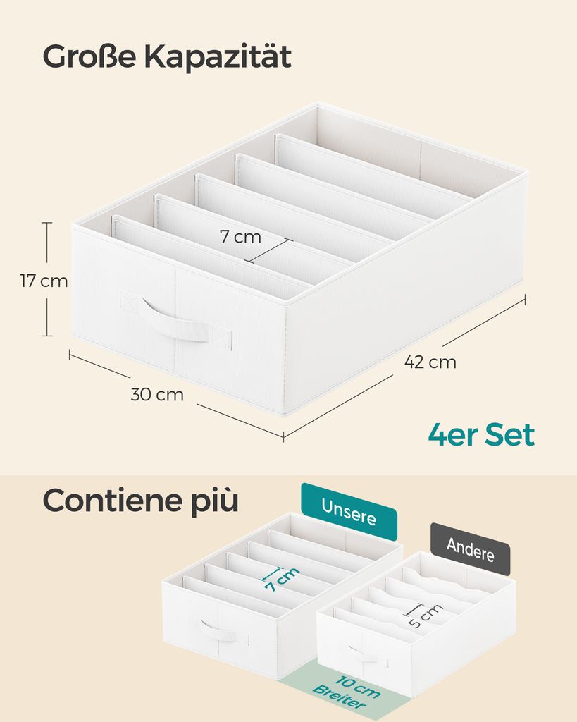 SONGMICS Kleiderschrank-Organizer 4er Set, Aufbewahrungsbox Produktbild 4