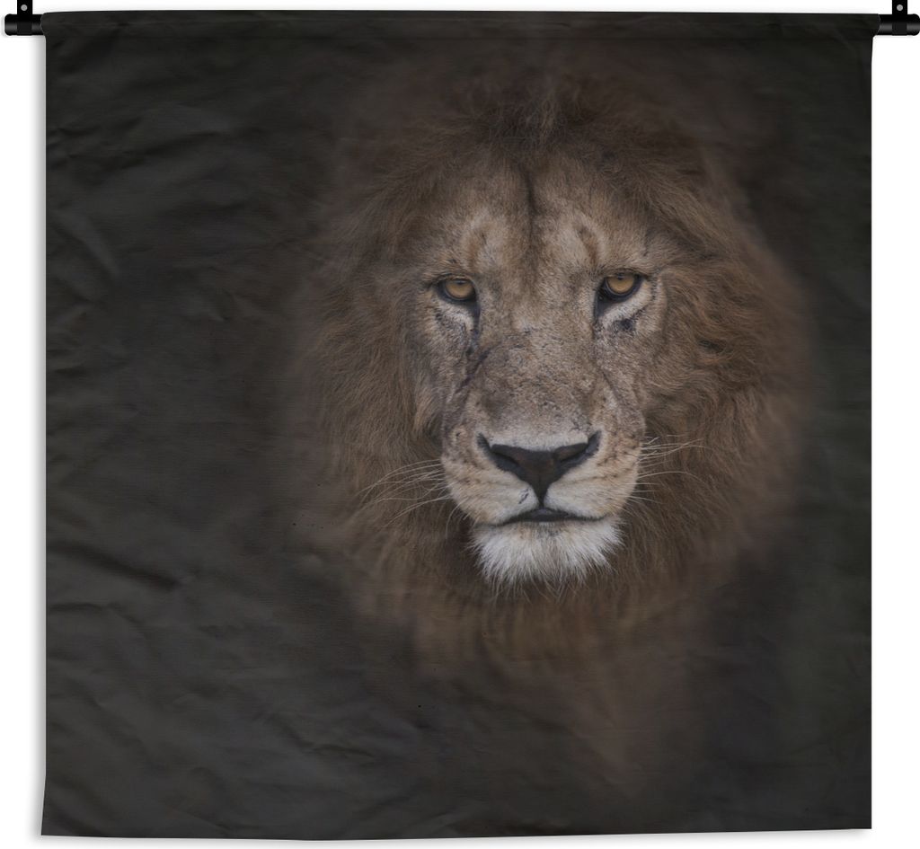 MuchoWow Wandteppich Wandbehang Löwe - Schatten - Wild 150x150 cm Tapisserie Dekoration Wandtuch - Wohnaccessoires - Modernes