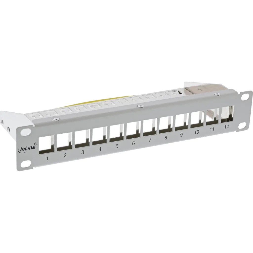 InLine 10" Patch Panel Keystone 1U 12 Vie Grigio RAL7035 per Rack SOHO