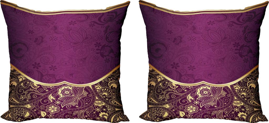 ABAKUHAUS orientalisch Kissenbezug Set (2Stück), Orientalische und abstrakte Swirly Floral Frame künstlerische Vintage, 60 x 60 cm, Fuchsienfarbe...