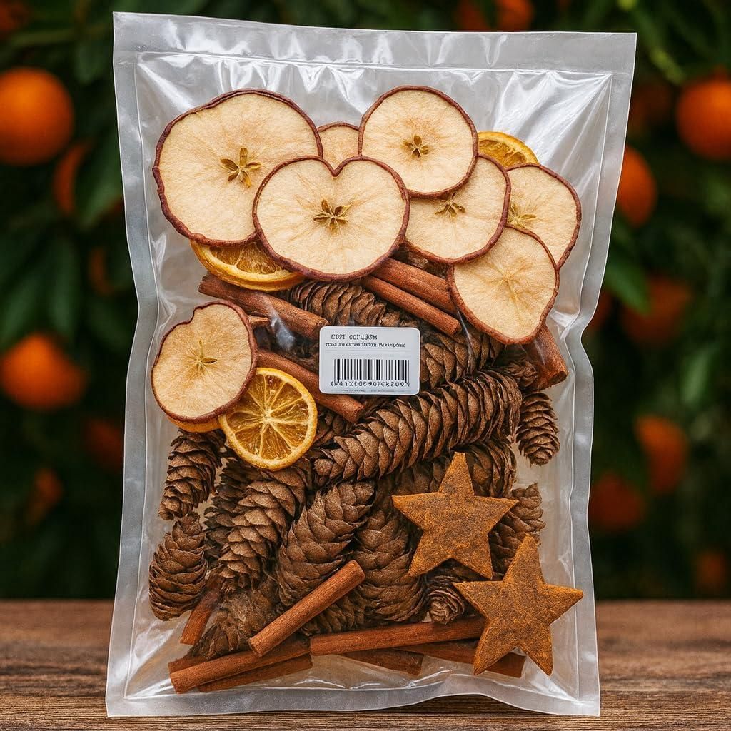 NaDeco Weihnachts-Potpourri 250g, Weihnachtsdeko, Adventskranz Deko Set, Weihnachten Dekoration Bastelset, Adventsdeko Gesteck mit Zimtstangen Oran...