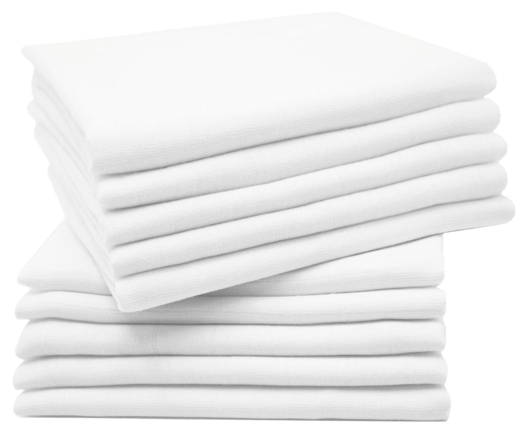 10er Set Spucktücher, 100% Baumwolle, 80x80 cm, weiß Produktbild 