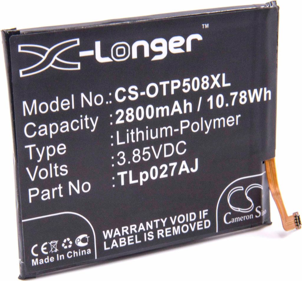 vhbw Akku Ersatz für Alcatel TLp027AJ für Handy Smartphone Telefon (2800 mAh, 3,85 V, Li-Polymer)