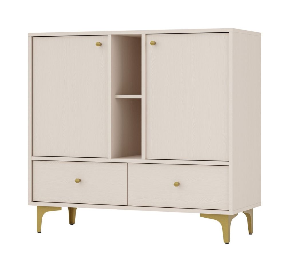 IROS 1 Kombi-Kommode mit Schubladen – Beige/Gold