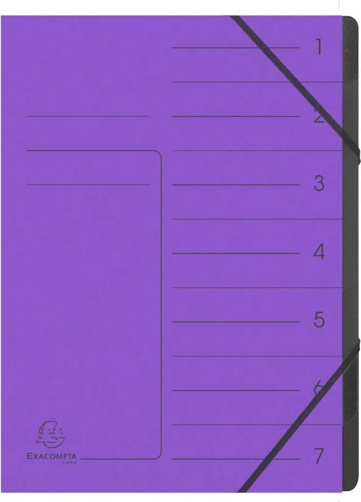 Classeur d'archivage A4 7 sections violet pour bureau et école - Lot 10