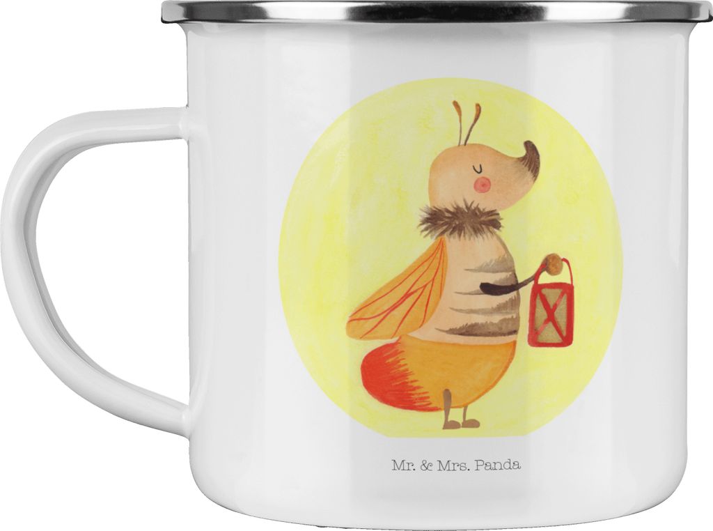 Mr. & Mrs. Panda Teebecher Glühwürmchen - Weiß - Geschenk, Falter, Tasse Emaille, Glühwurm, Liebe, Teetasse, Lieblingsmensch, Haferl, Becher, L...