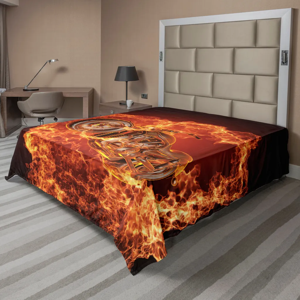 Lenzuolo ABAKUHAUS Moto Chopper 275x260 cm Stampa 3D Arancio