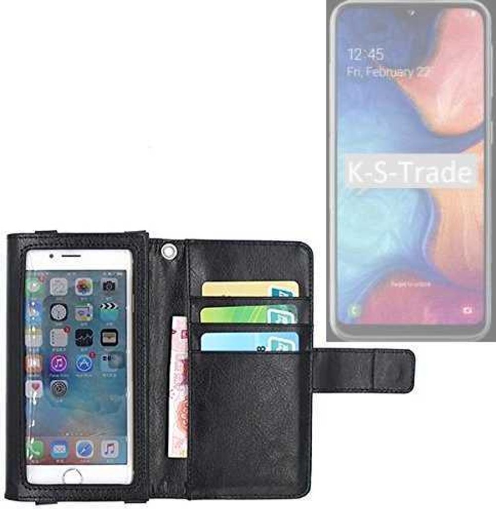 K-S-Trade Handy Hülle Schutz Hülle Kompatibel mit Samsung Galaxy A20e Case mit Displayschutz / Schutzfolie Flip Cover Wallet case Etui Hülle
