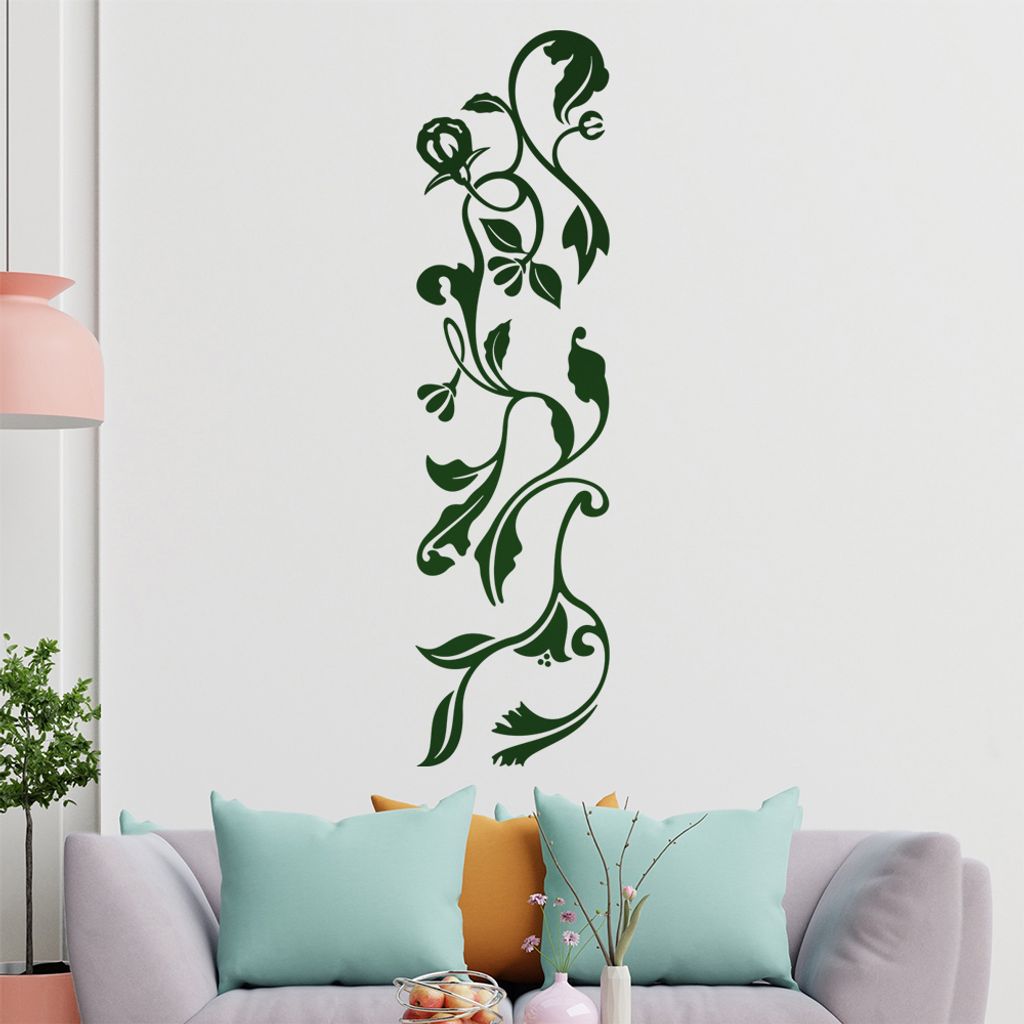 filigranes Blätternornament Wandtattoo in 6 Größen - Wandaufkleber Wall Sticker - Dekoration, Küche, Wohnzimmer, Schlafzimmer, Badezimmer