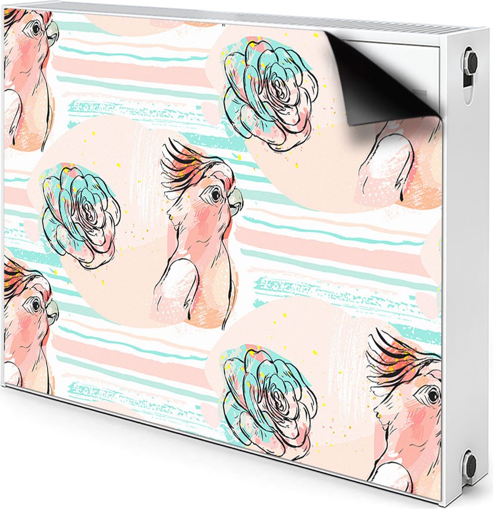 Magnet Heizung Verkleidung Abdeckung Heizung Heizkörperabdeckung 90x60 cm - Rosa, Papageien