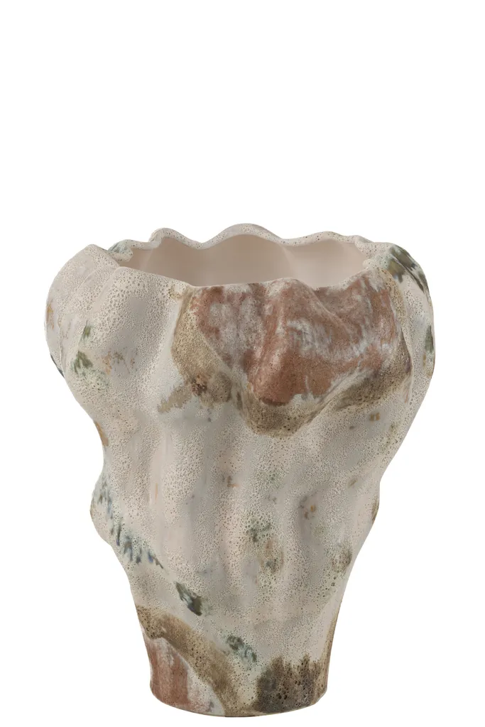 J-Line Vase Mond Textur Aneone en Terre Cuite Mixte - Déco Artisanale