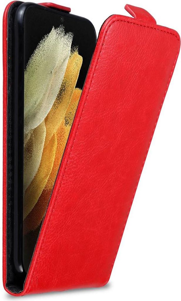 Cadorabo Hülle für Samsung Galaxy S21 ULTRA Schutz Hülle in Rot Flip Etui Handyhülle Case Cover