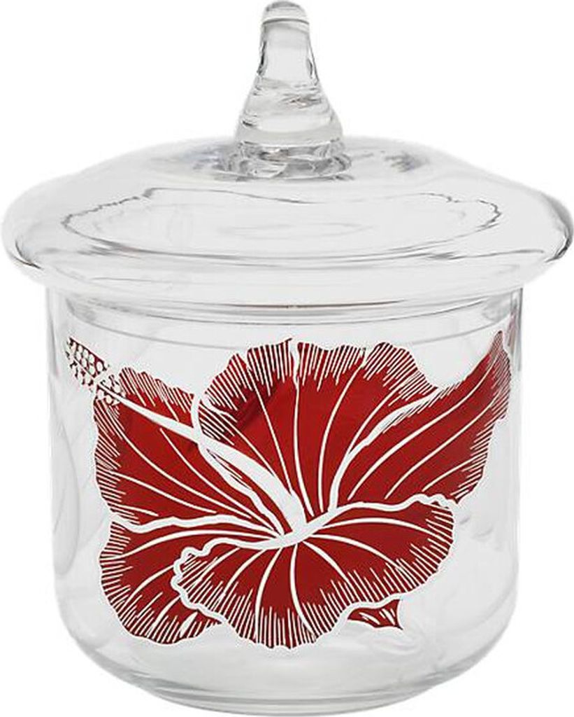 Schale mit Deckel Red Queen 18 cm, Transparent/Rot, aus Glas