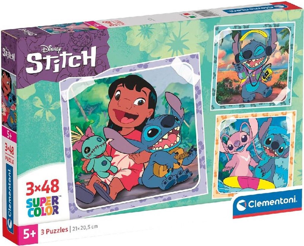 Clementoni Puzzle Disney Stitch 3x48 elementw - Oryginalny Obrázok produktu 