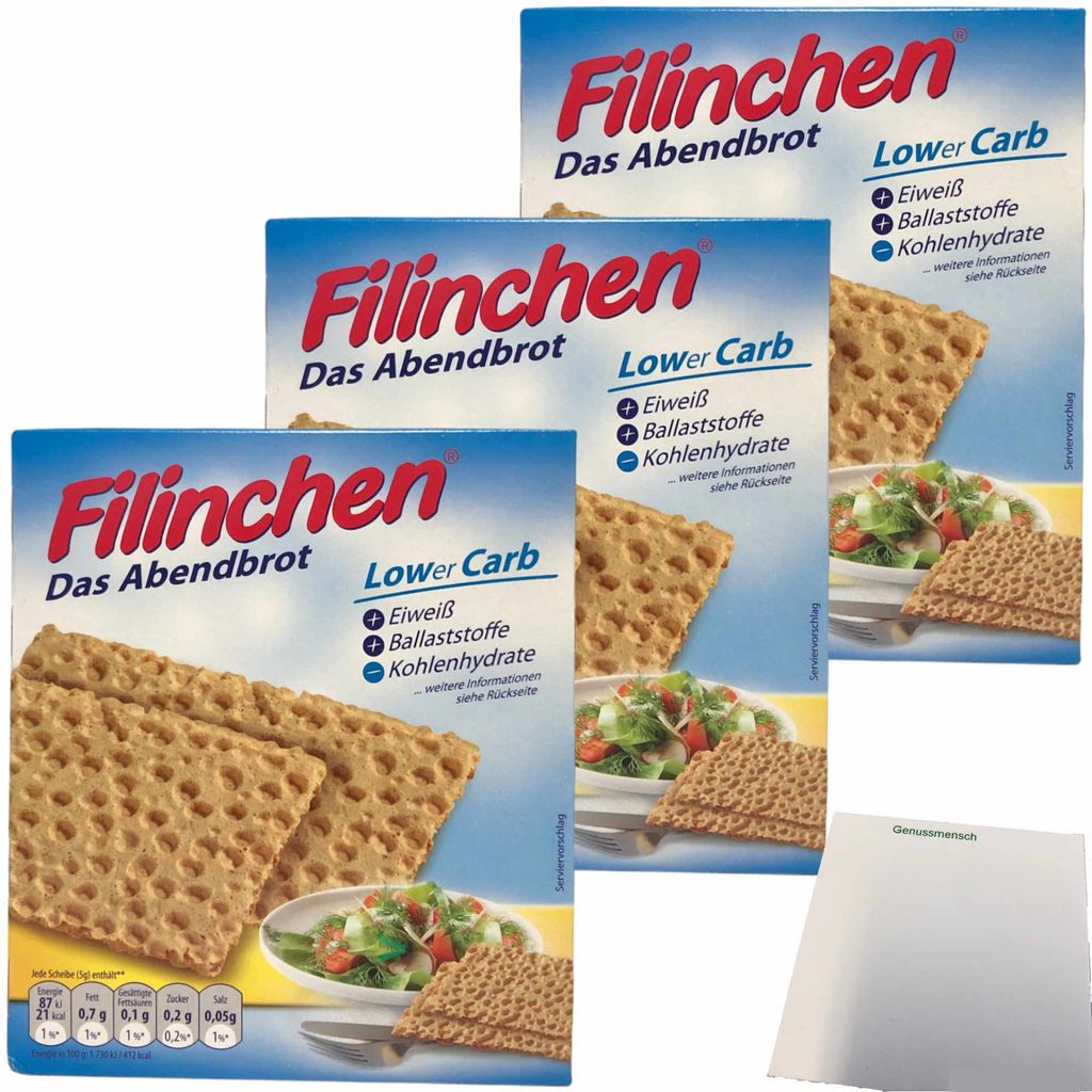 Filinchen das Abendbrot Low Carb Knusperbrot 3er Pack (3x100g Packung) + usy Block