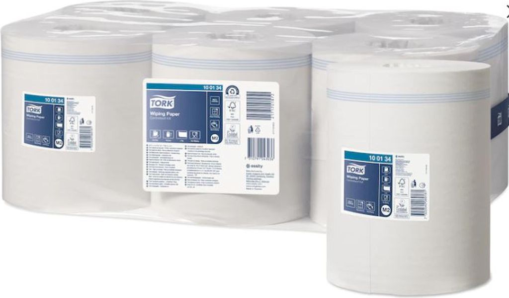 Tork Wiping Center-Pull Papierrollen - 1-lagig - 19 cm breit - weiß - 6 Rollen