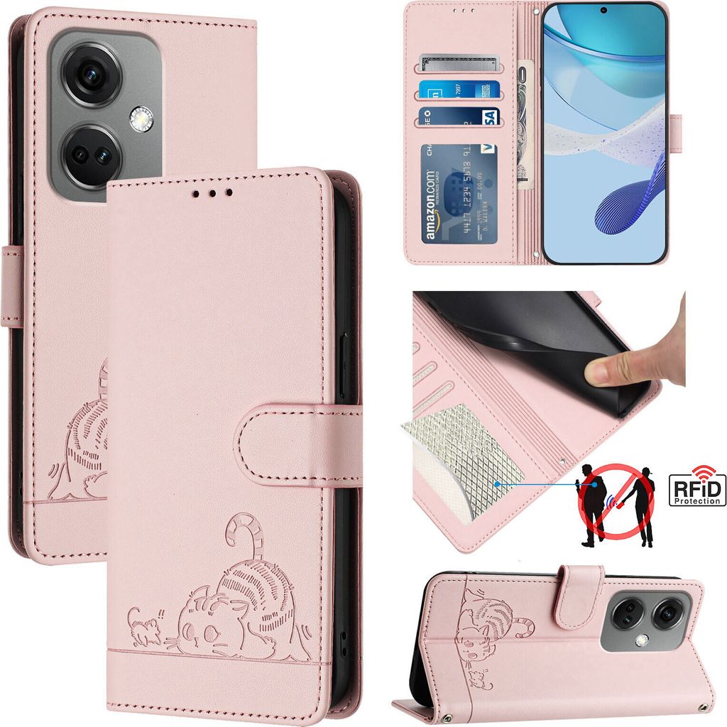 Leder Hülle für OnePlus Nord CE3 Süße Katze Flip Case Produktbild 