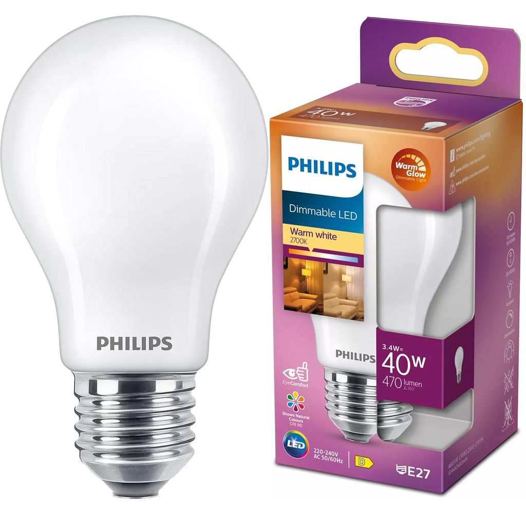 LED E27 Normal 40W Frost Możliwość ściemniania CiepłyGl Zdjęcie produktu 