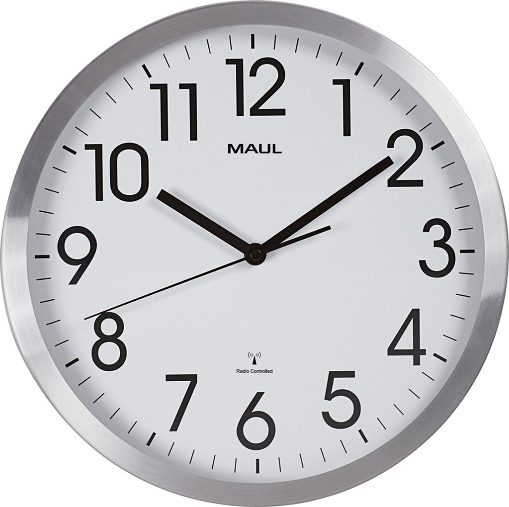MAUL Wanduhr MAULmove Ø 30.5 x 5 cm funkgesteuert Aluminium Produktbild 