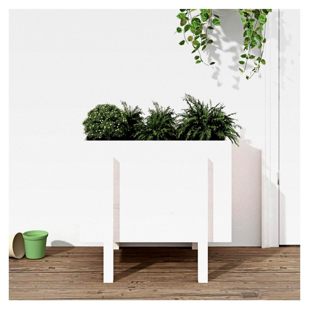 Pflanzkübel Weiß 62x50x57 cm aus massivem Kiefernholz, Blumentopf für Gartenpflanzen auf Balkon, Terrasse und im Innen- und Außenbereich