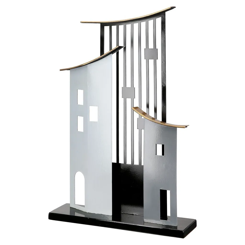 Décoration de Buffet Maison Metropolitan en Métal Gris Noir 47,5 cm