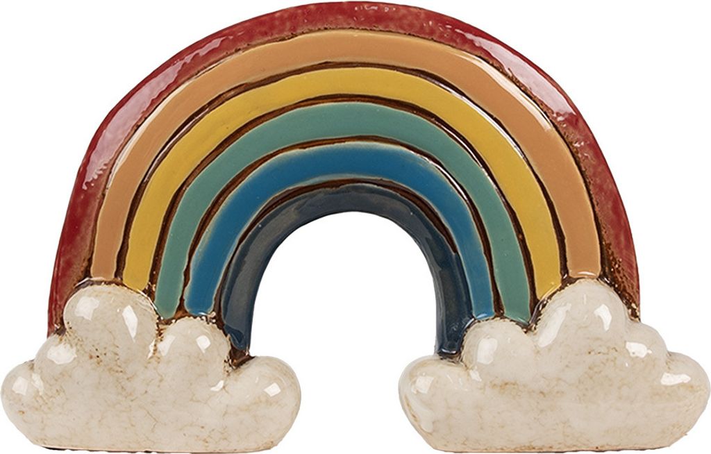 Clayre & Eef Blumentopf 26x9x16 cm Rot Keramik Regenbogen