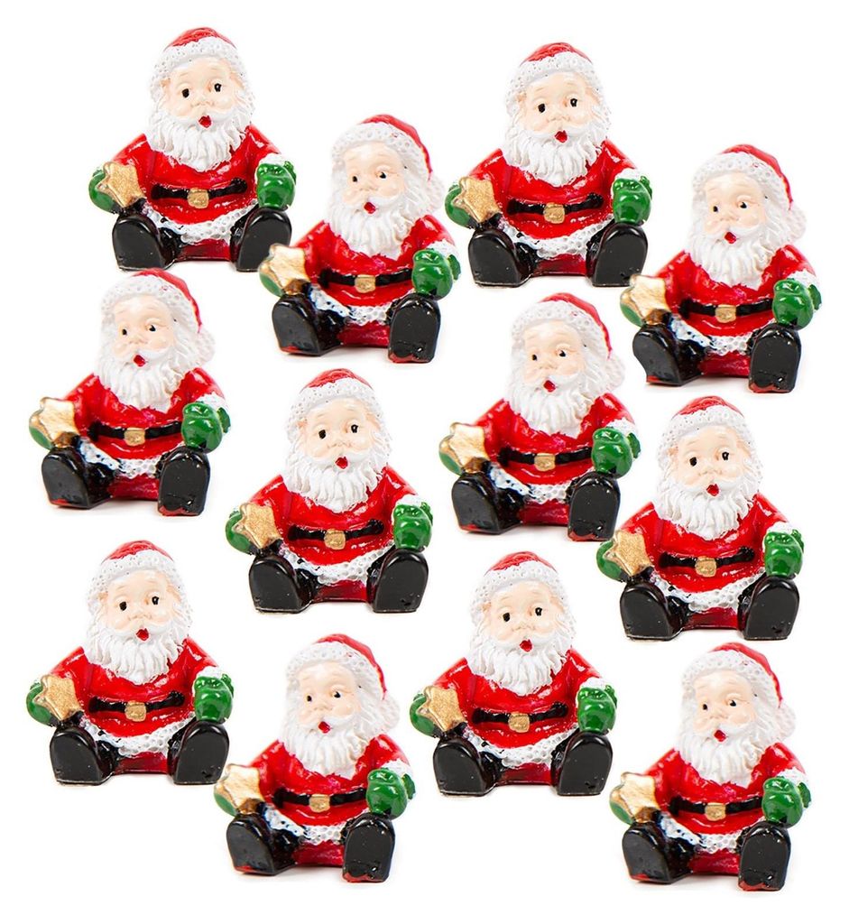 12 Mini Weihnachtsmänner mit Stern Nikolaus Miniatur Weihnachten 3 cm