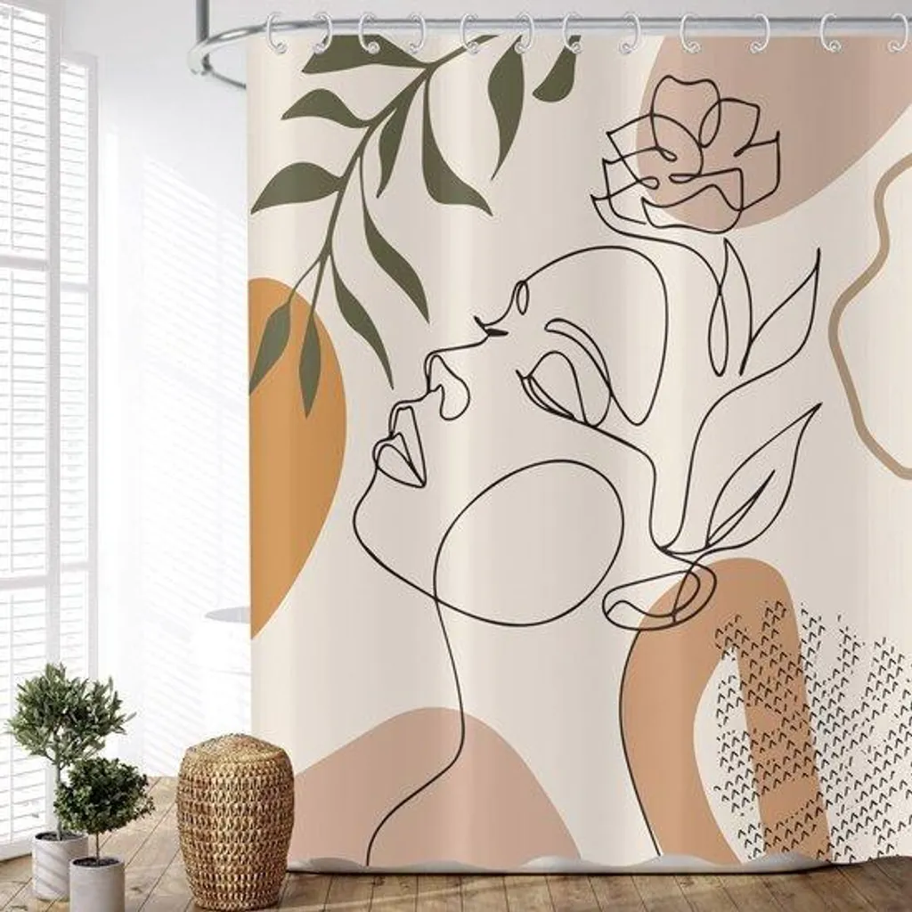Rideau de douche beige 180x180 cm en polyester hydrofuge robuste