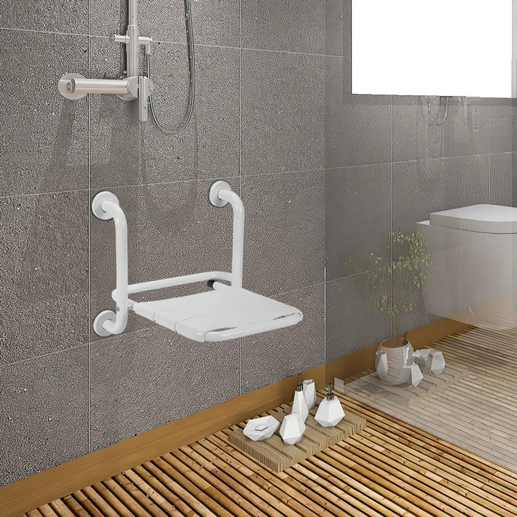 Siège de Douche Mural Anti-Chute Rabattable en Inox Gain de Place