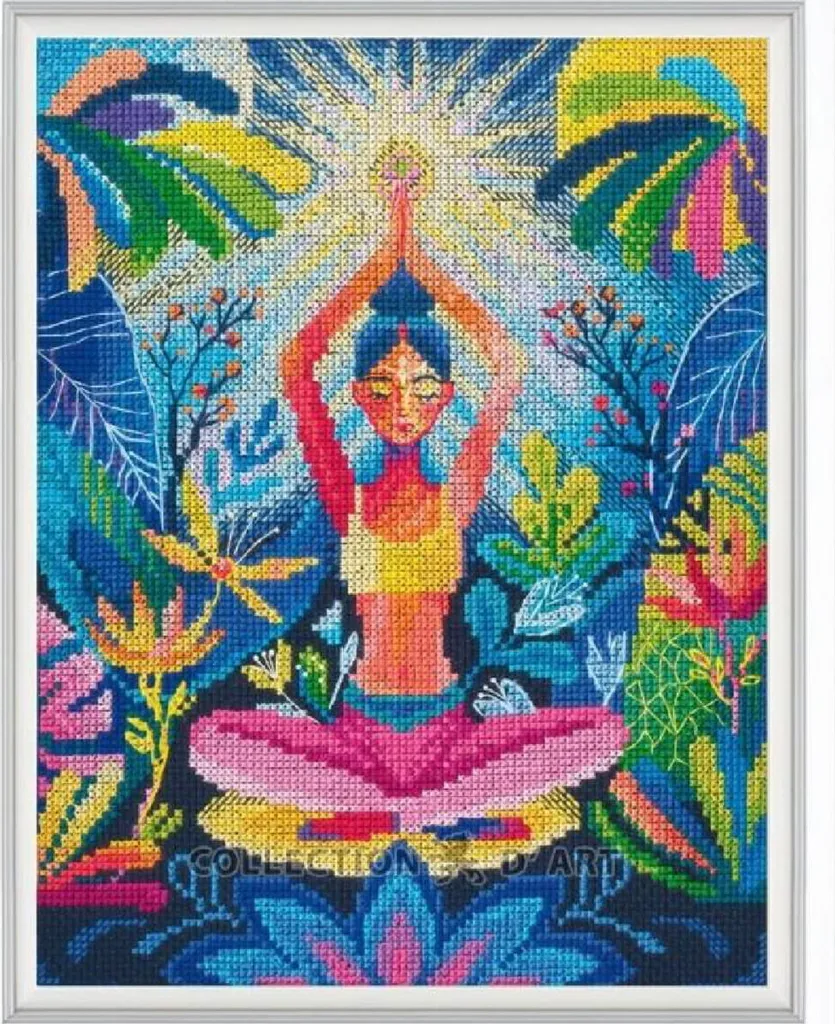 Loisir Créatif Antistress Kit Broderie Point de Croix Yoga RTO