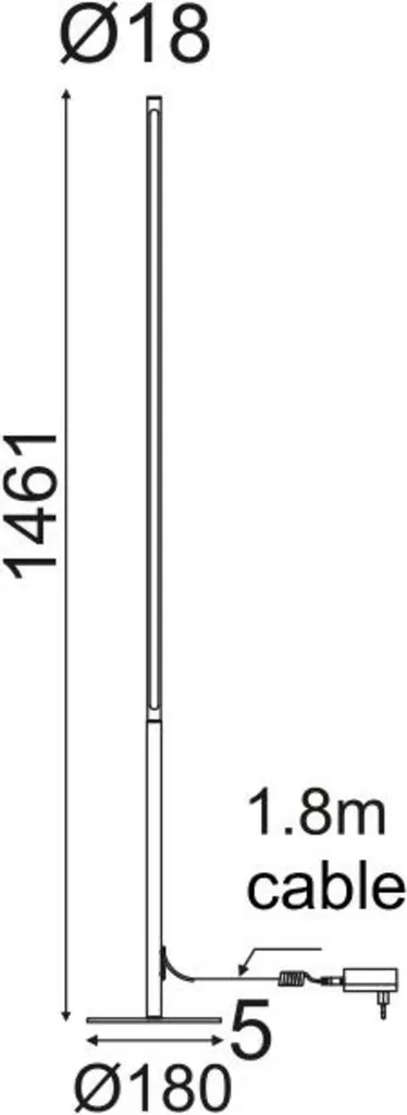 Lampadaire LED 18W 3000K Noir ACA Lighting AVENUE ZM16LEDF148BK 146cm