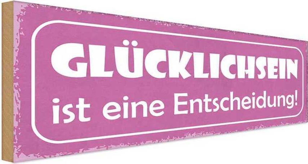 vianmo Holzschild 10x27 cm Glücklichsein ist Entscheidung Dekoration