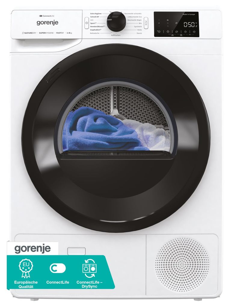 Gorenje DPNE82/GN Wärmepumpentrockner,  8kg , 16 Programme, Produktbild 