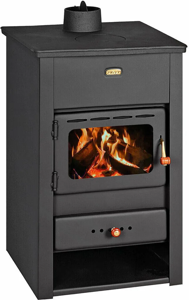 Poêle à bois en fonte Prity K2CP 10 kW - Chauffage robuste Multi Fuel