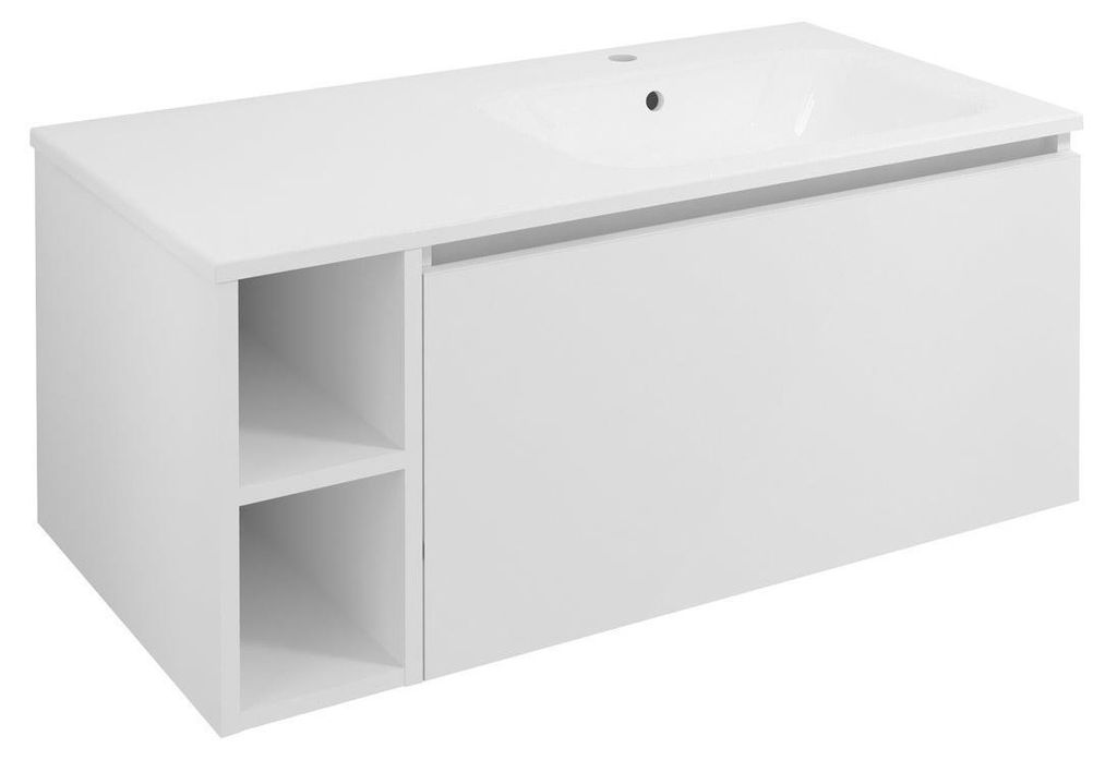Sapho LOREA Schrank mit Waschbecken 101x46x51,5cm (20+80cm), rechts, weiß matt