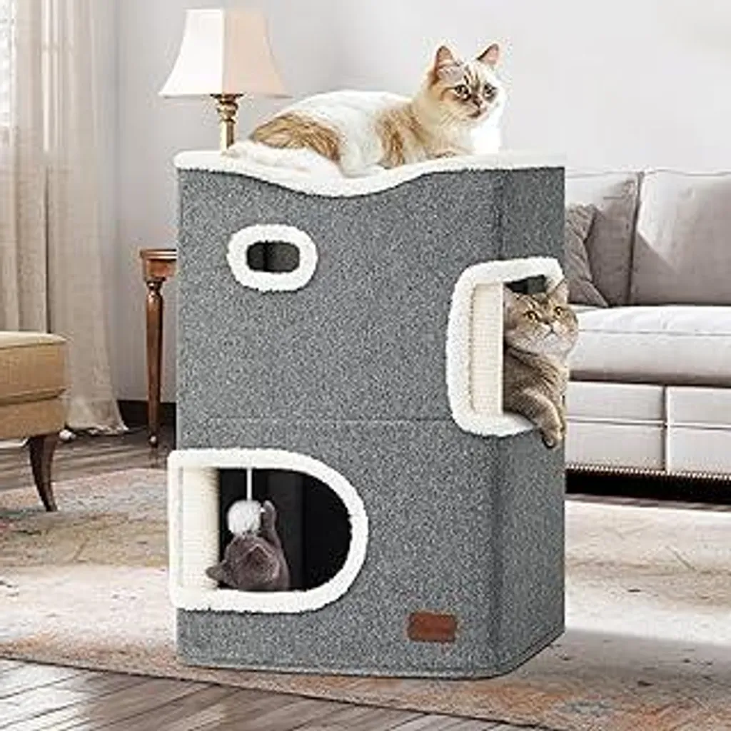 Cuccia Gatto Pieghevole per Scaffale | Casetta per Gatti Grandi con Tiragraffi