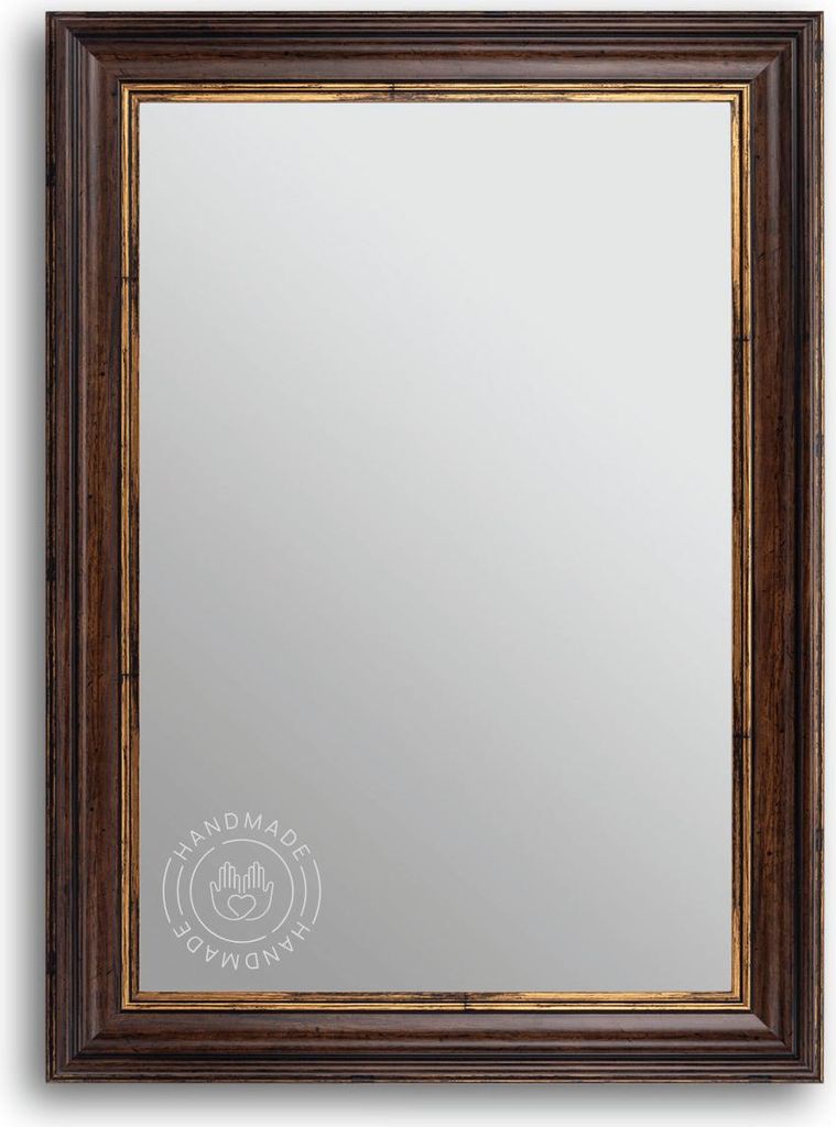 CLAMARO 'PRAG' Antik Wandspiegel mit Rahmen | Braun Gold | Shabby Chic Vintage Barock Spiegel mit Holzrahmen | Barockspiegel inkl. Metall Aufhänge...