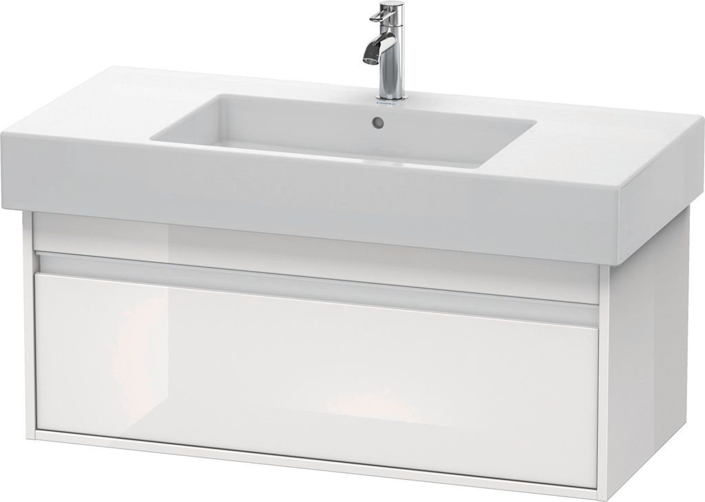 Waschtischunterbau KETHO 455x1000x410mm weiß hochglanz weiß Produktbild 