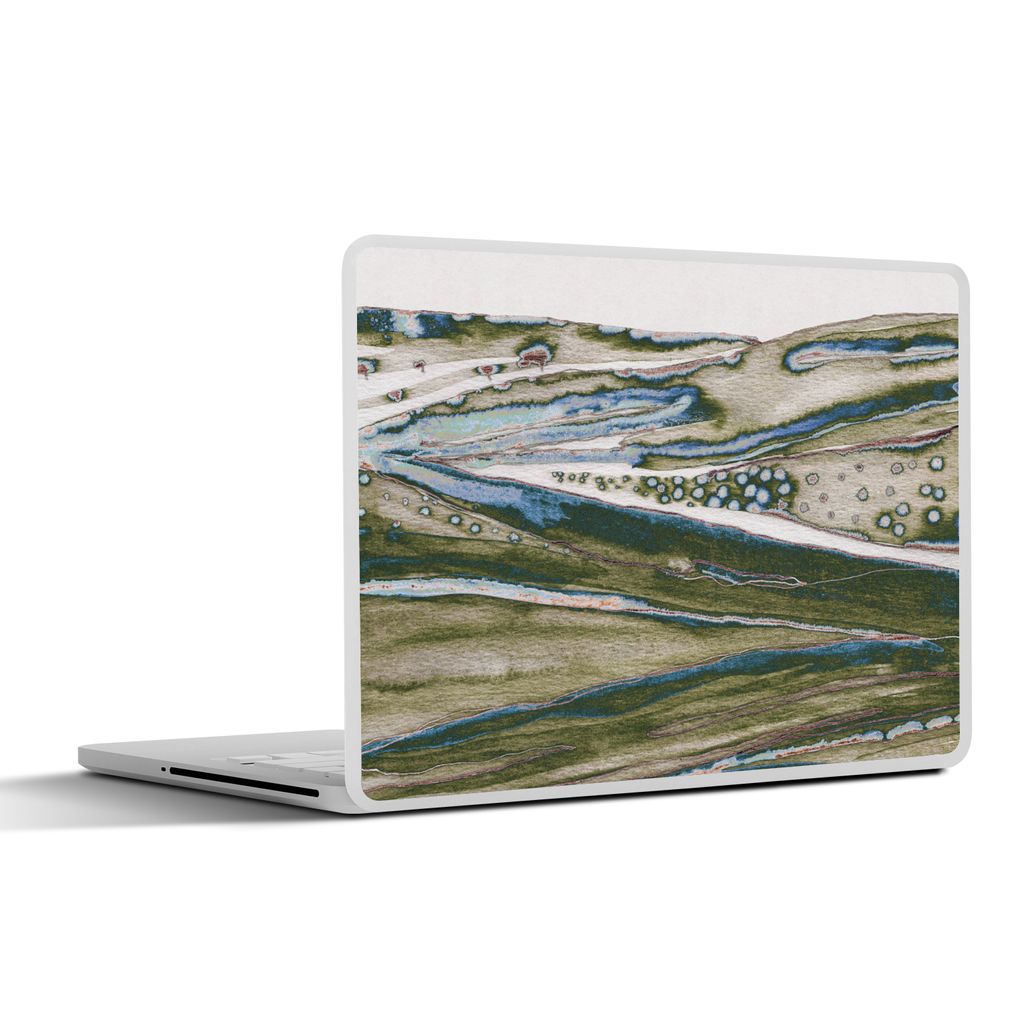 MuchoWow Laptop Aufkleber Sticker Cover Abstrakt - Hügel - Natur - Grün- Kunst 31x22.5 cm - Laptop-Deko