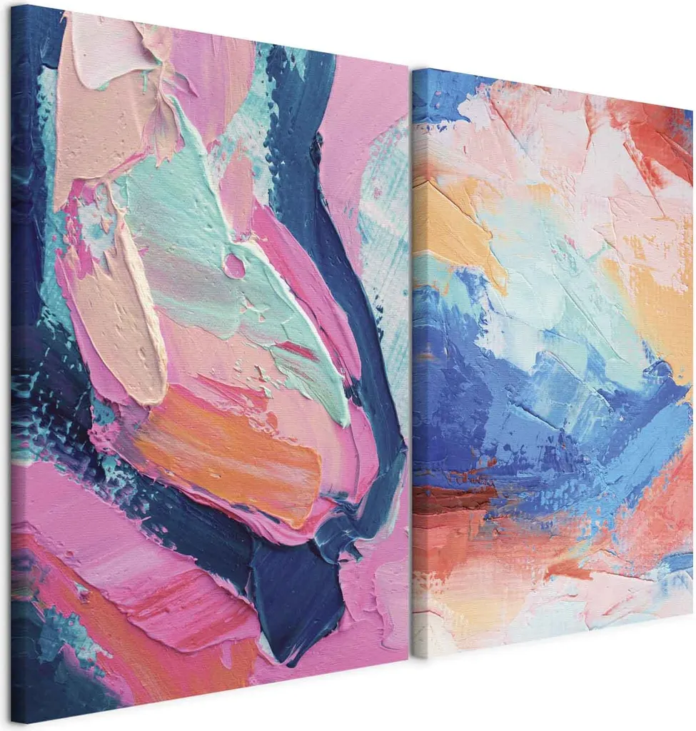 Murando Quadro Moderno 120x90 Handart - Tela Astratta Rosa Blu 2 Pezzi