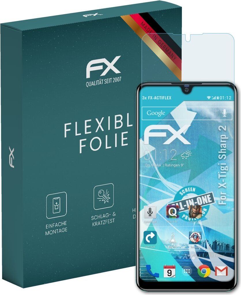 atFoliX FX-ActiFleX 3x Schutzfolie kompatibel mit X-Tigi Sharp 2 Folie