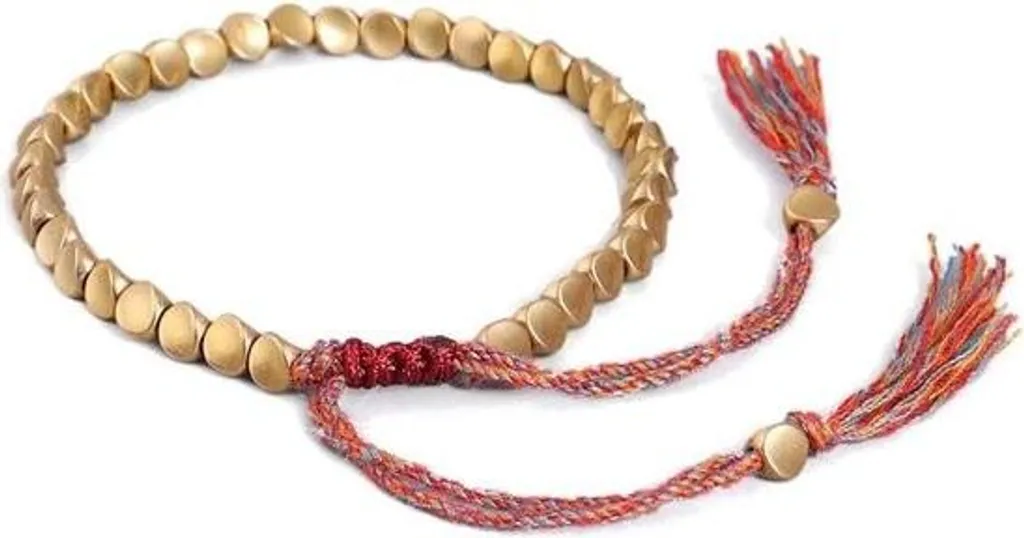 Bracelet bouddhiste tibétain perles de cuivre irrégulières fait main