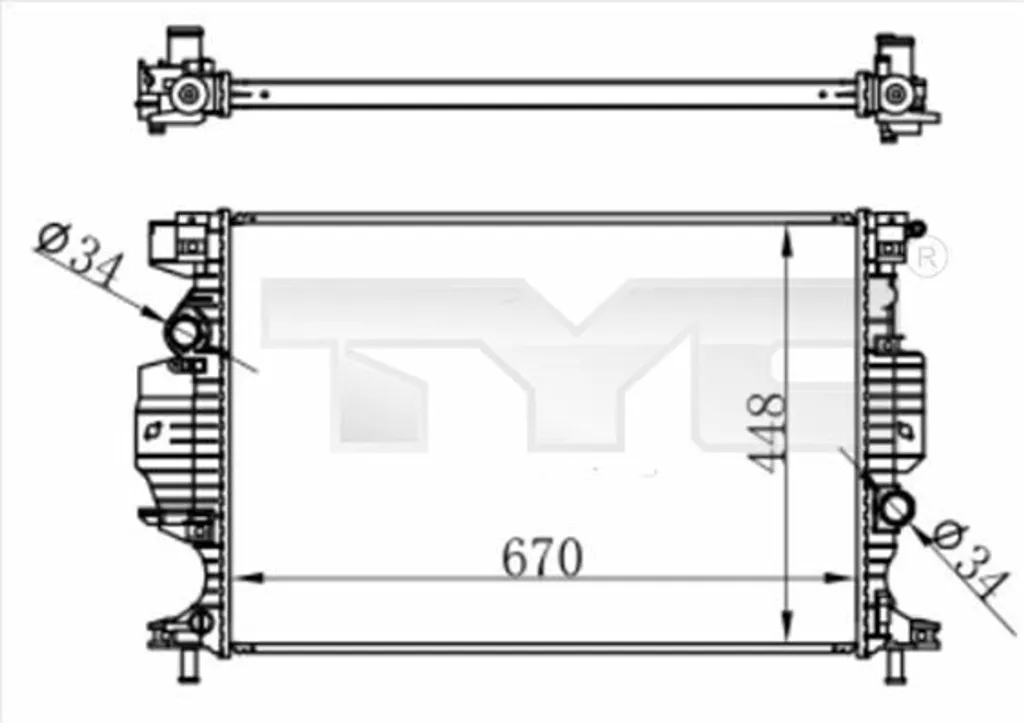 Radiateur TYC 710-0060 pour Mondeo V et S-Max, équivalent OE 2069561