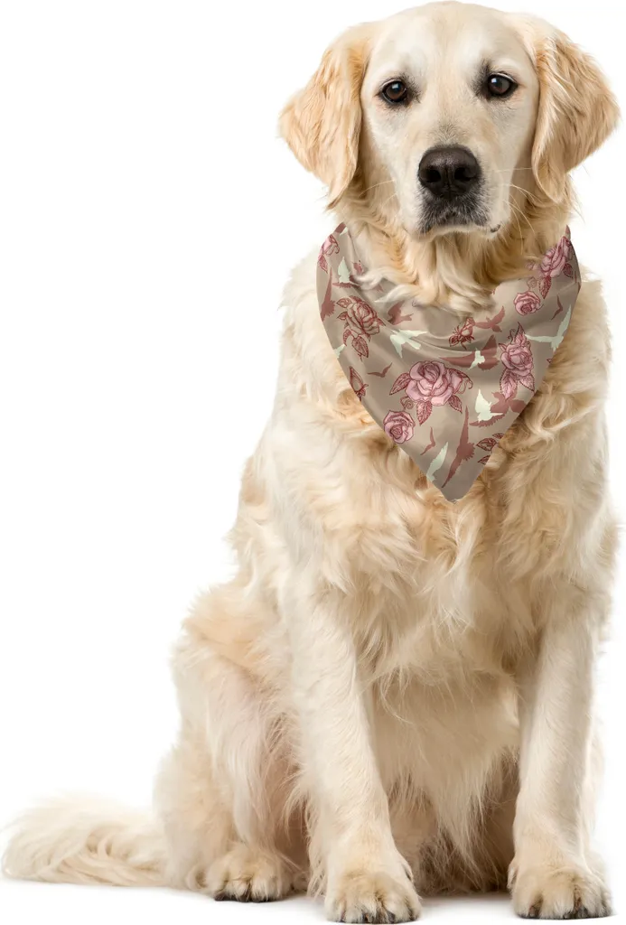 ABAKUHAUS Bandana per animali domestici con fiori, stile vittoriano rosa vintage, 55x55 cm, multicolore