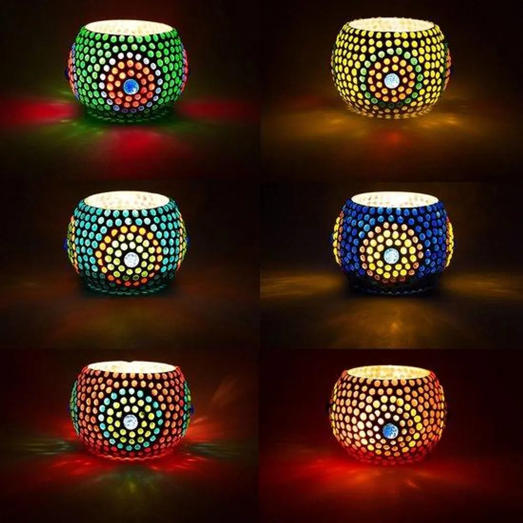 Guirlande lumineuse ambiance bohème en mosaïque de verre multicolore 6x